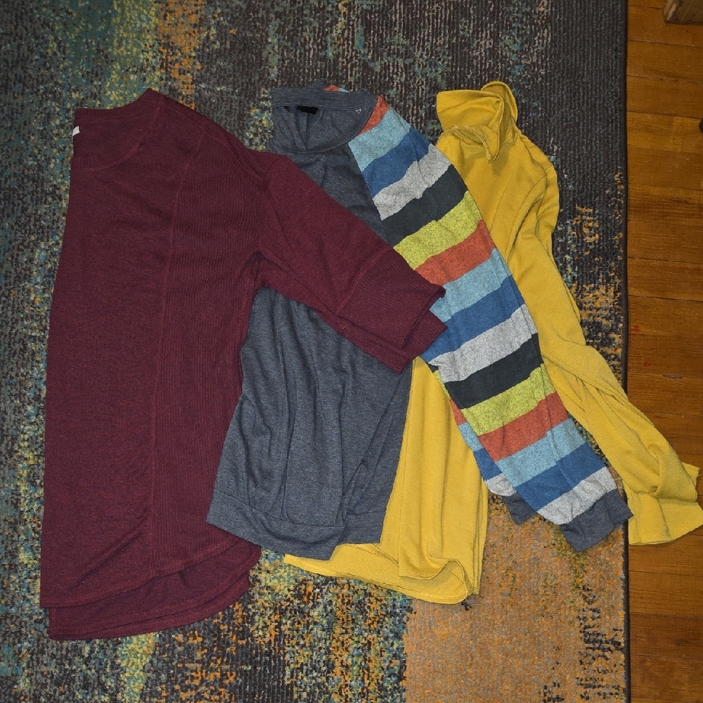 Casual Mixed Tops Bundle - Burgundy, Charcoal, Mustard & Multicolor Stripe